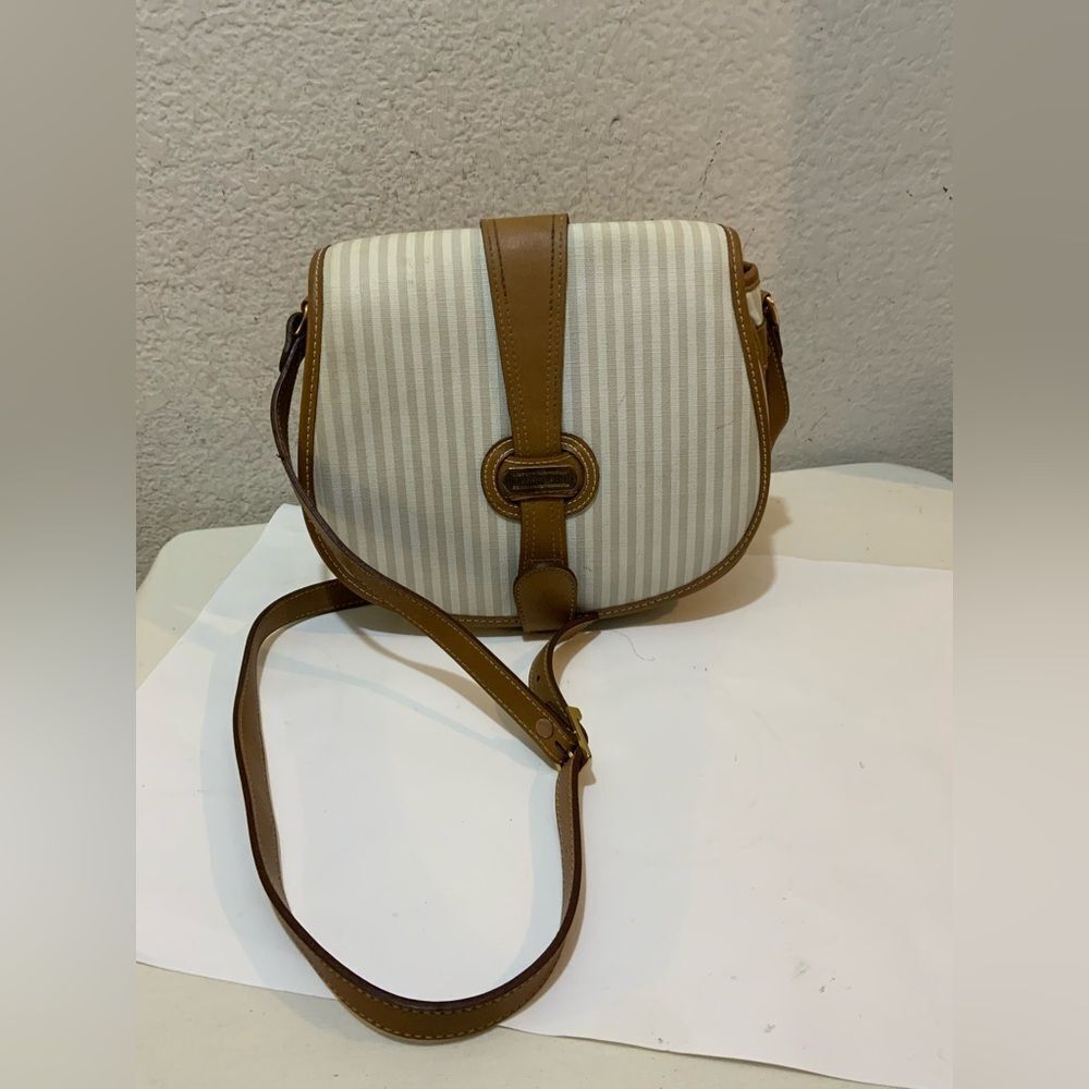 Carryland Striped Vintage  crossbody white tan